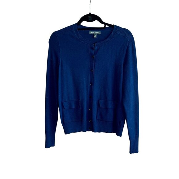 Banana Republic Navy Blue Lightweight Cardigan Sweater Size Medium - Picture 1 of 7